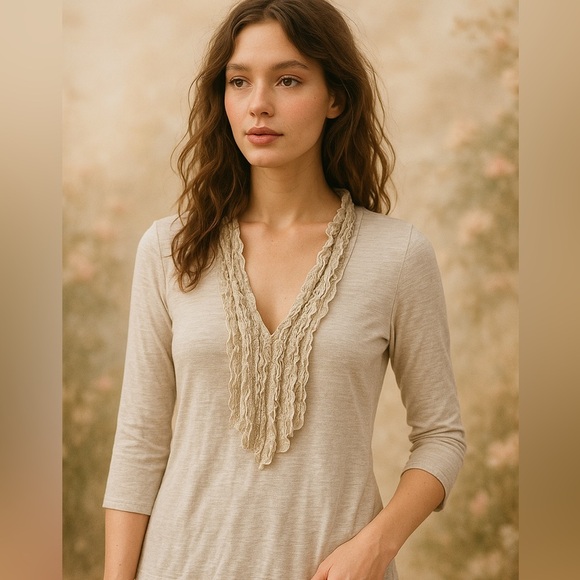 Anthropologie Tops - Anthropologie One Sept Ruffle Trim Tunic Top – Sz S (Excellent Condition)